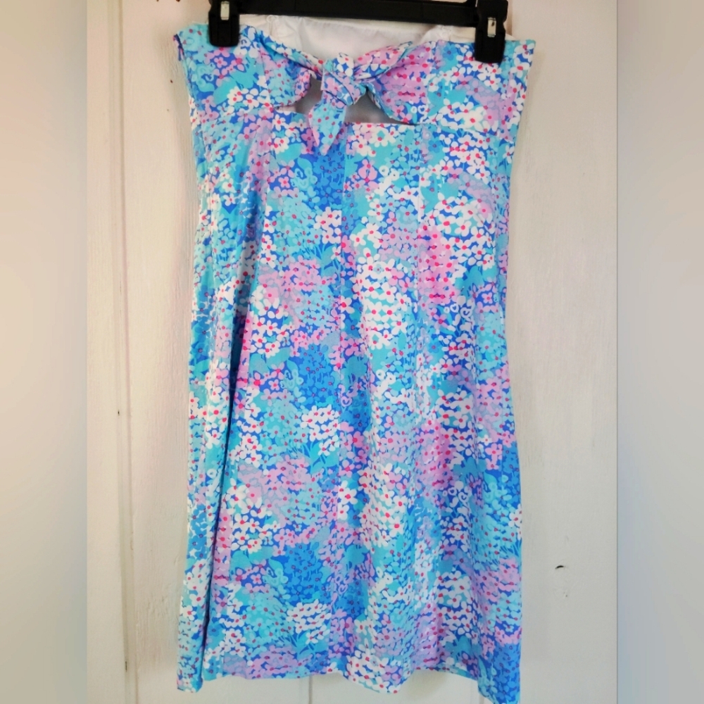 Lilly Pulitzer vintage Strapless Light Blue Floral Sheath Dress Women’s - Picture 6 of 9